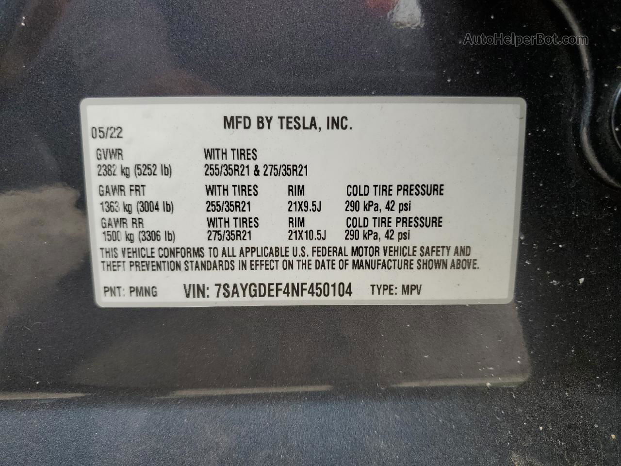 2022 Tesla Model Y  Blue vin: 7SAYGDEF4NF450104