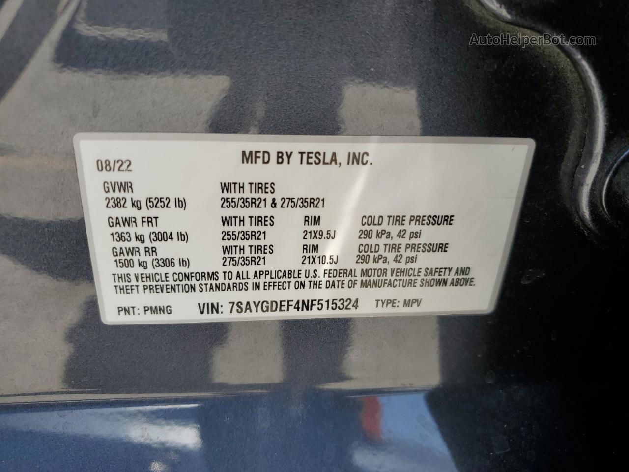 2022 Tesla Model Y  Gray vin: 7SAYGDEF4NF515324