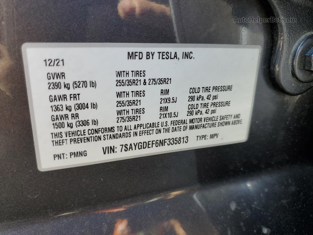 2022 Tesla Model Y  Серый vin: 7SAYGDEF6NF335813