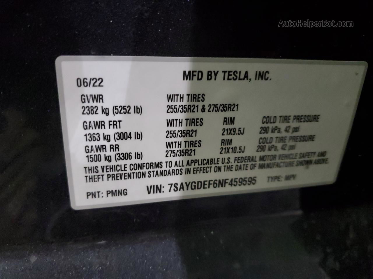 2022 Tesla Model Y  Серый vin: 7SAYGDEF6NF459595