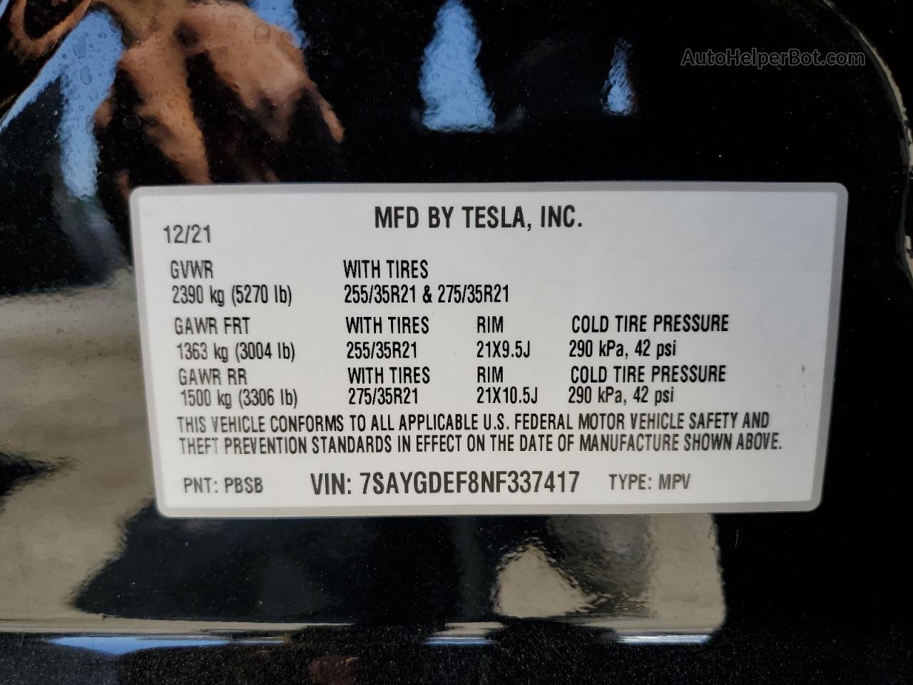 2022 Tesla Model Y  Черный vin: 7SAYGDEF8NF337417