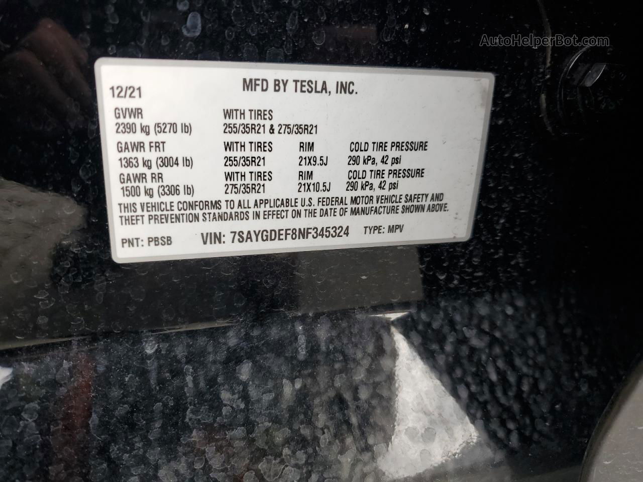 2022 Tesla Model Y  Black vin: 7SAYGDEF8NF345324