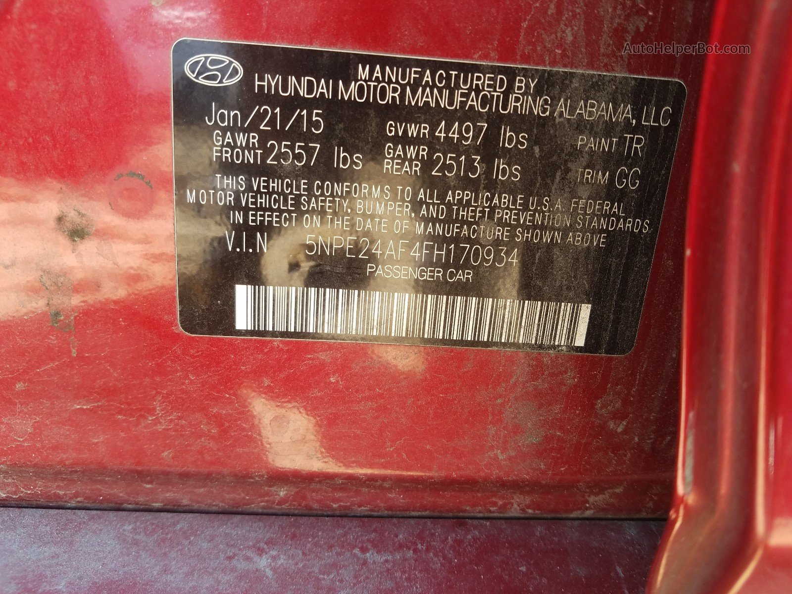 2015 Hyundai Sonata Se Бордовый vin: 5NPE24AF4FH170934