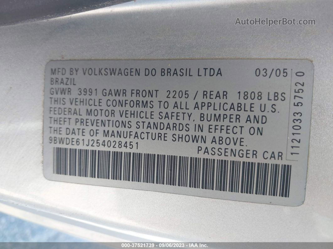 2005 Volkswagen Gti 1.8t Silver vin: 9BWDE61J254028451