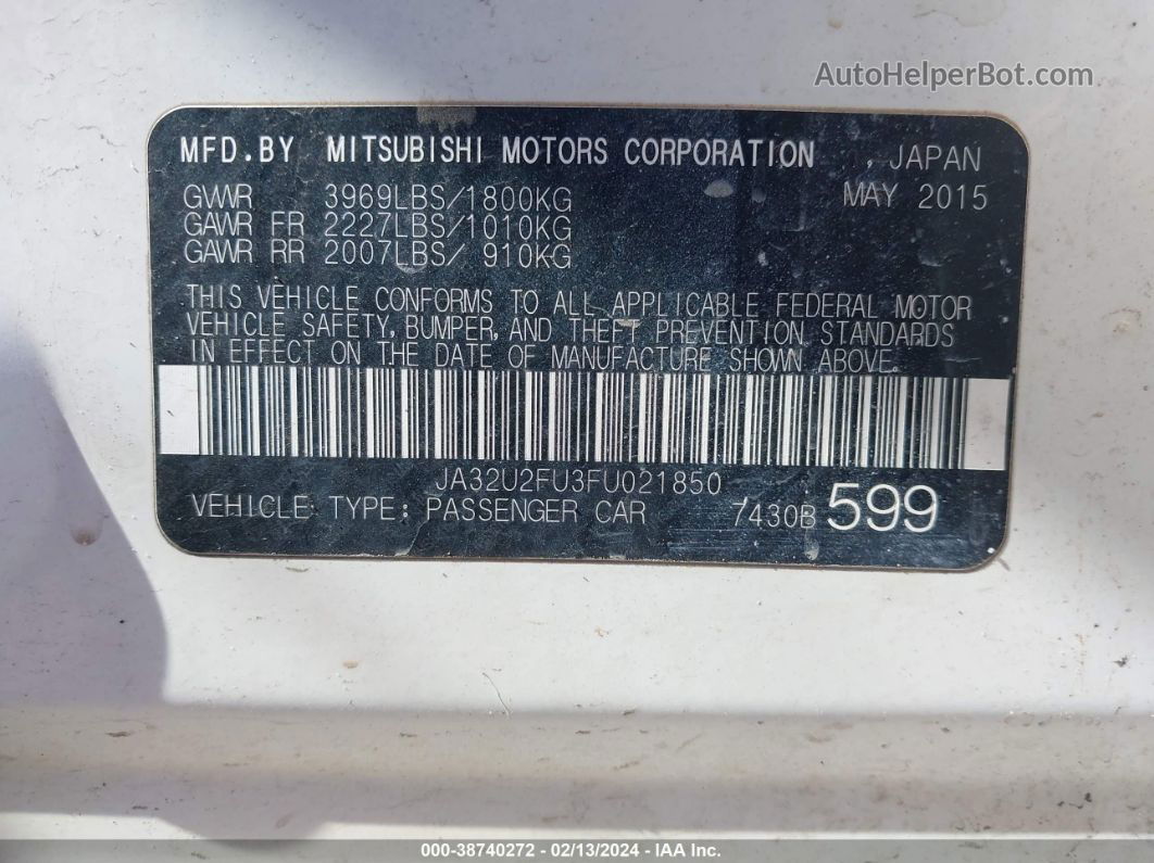 2015 Mitsubishi Lancer Es White vin: JA32U2FU3FU021850