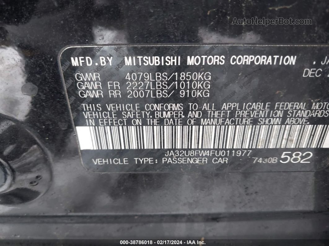 2015 Mitsubishi Lancer Gt Black vin: JA32U8FW4FU011977