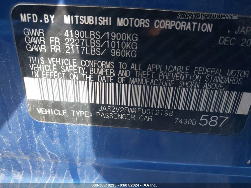 2015 Mitsubishi Lancer Se Blue vin: JA32V2FW4FU012198