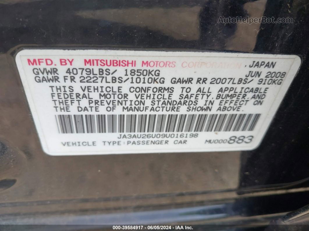 2009 Mitsubishi Lancer Es/es-sport Black vin: JA3AU26U09U016198