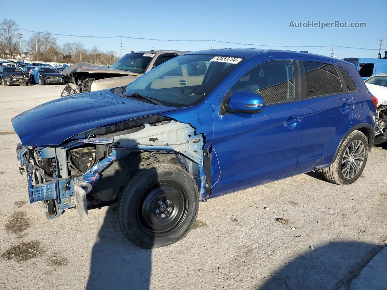 2017 Mitsubishi Outlander Sport Es Синий vin: JA4AP3AU7HZ046753