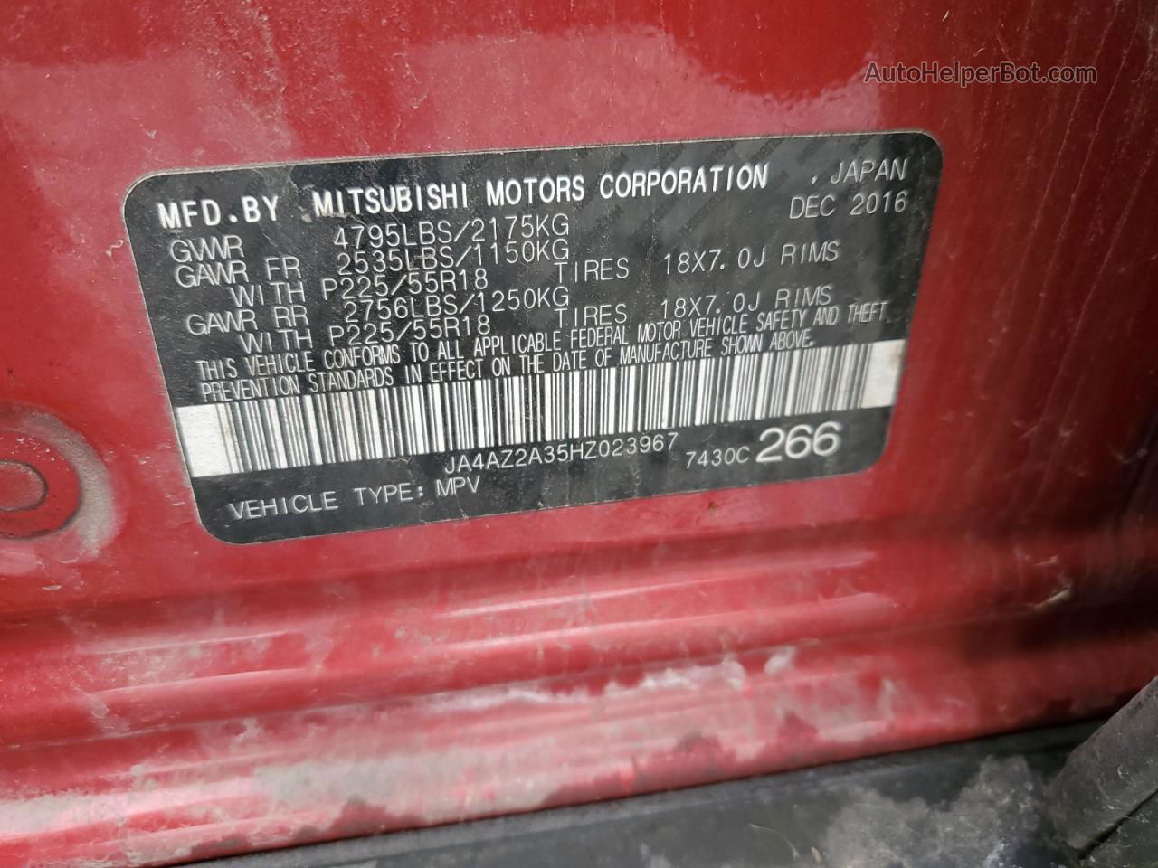 2017 Mitsubishi Outlander Es Red vin: JA4AZ2A35HZ023967
