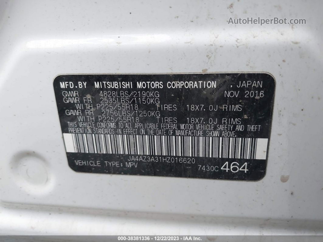 2017 Mitsubishi Outlander Sel Белый vin: JA4AZ3A31HZ016620