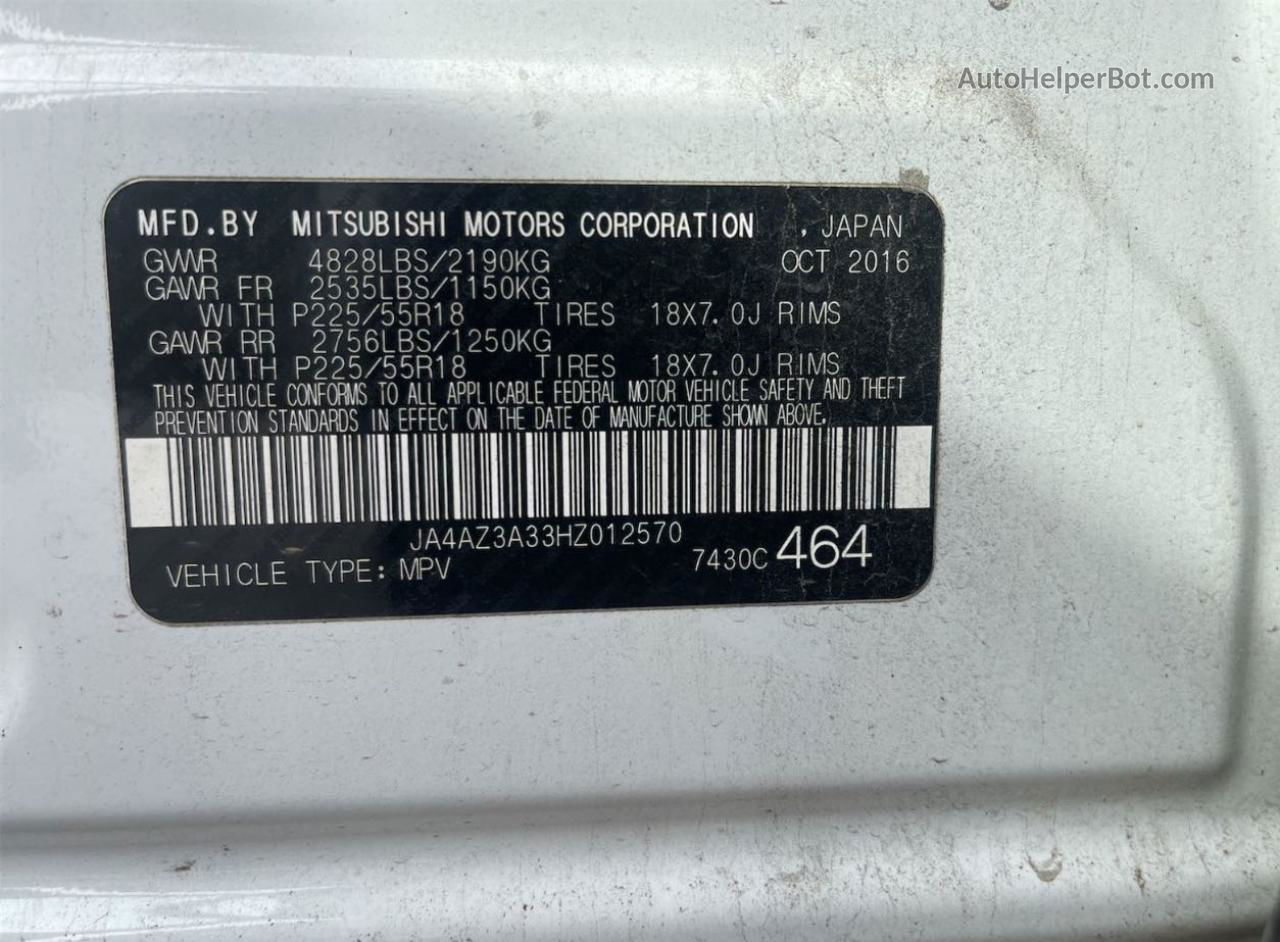2017 Mitsubishi Outlander Se White vin: JA4AZ3A33HZ012570