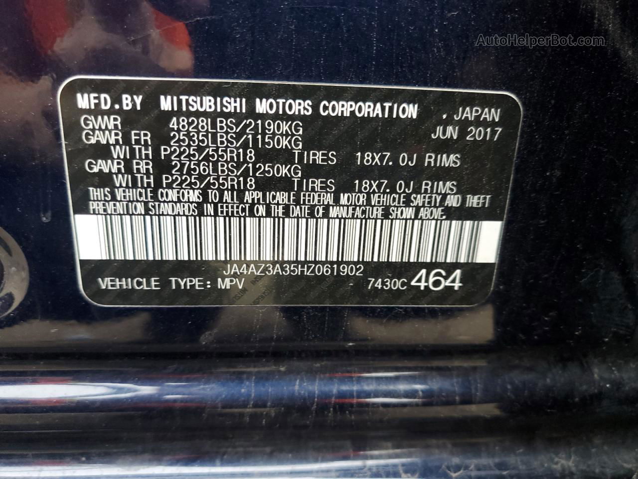 2017 Mitsubishi Outlander Se Blue vin: JA4AZ3A35HZ061902