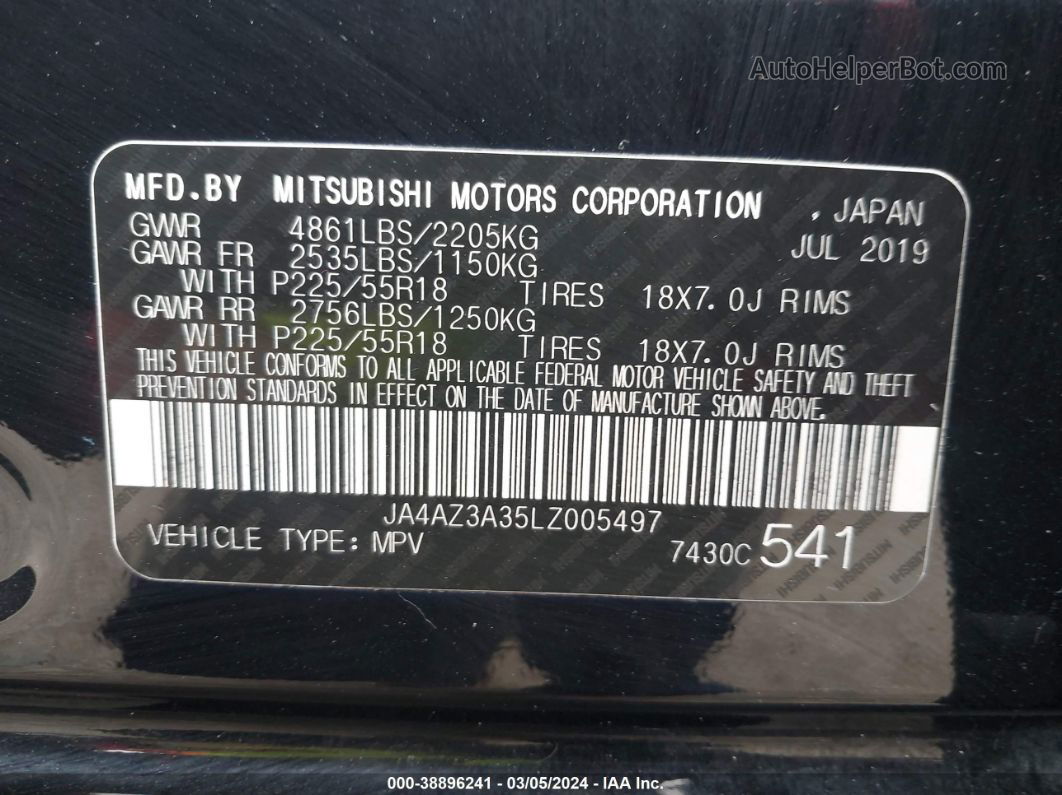 2020 Mitsubishi Outlander Sel 2.4 S-awc Черный vin: JA4AZ3A35LZ005497