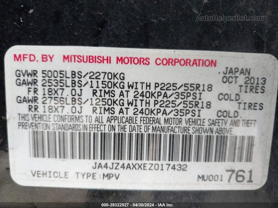 2014 Mitsubishi Outlander Gt Black vin: JA4JZ4AXXEZ017432