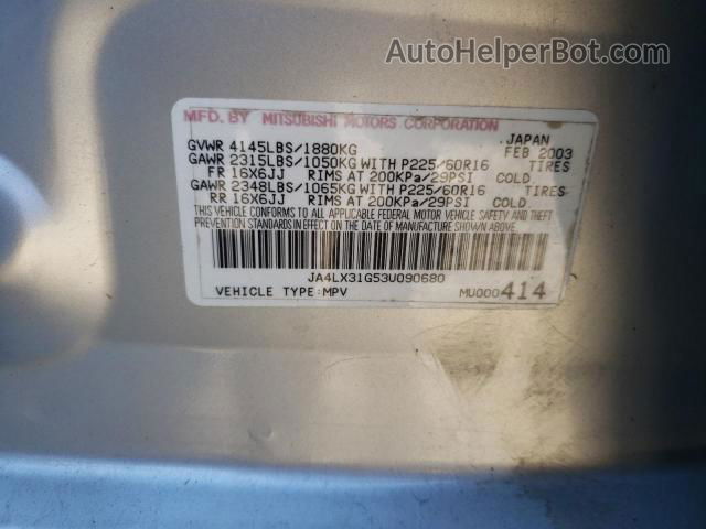 2003 Mitsubishi Outlander Ls Silver vin: JA4LX31G53U090680