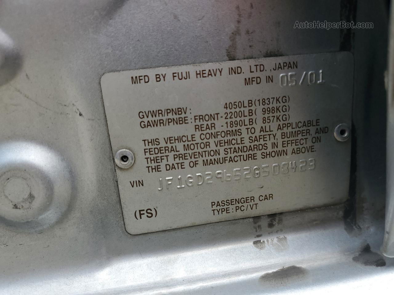 Price & History 2002 Subaru Impreza Wrx 2.0l 4 vin