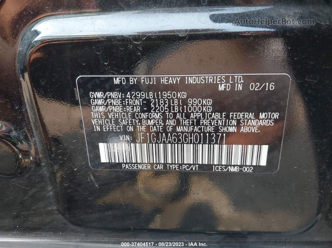 2016 Subaru Impreza Sedan   Черный vin: JF1GJAA63GH011371