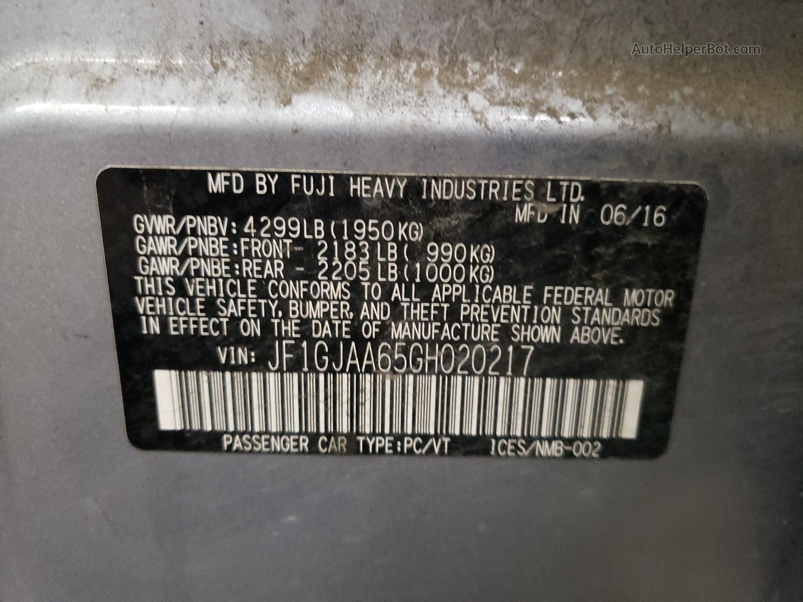 2016 Subaru Impreza  Silver vin: JF1GJAA65GH020217