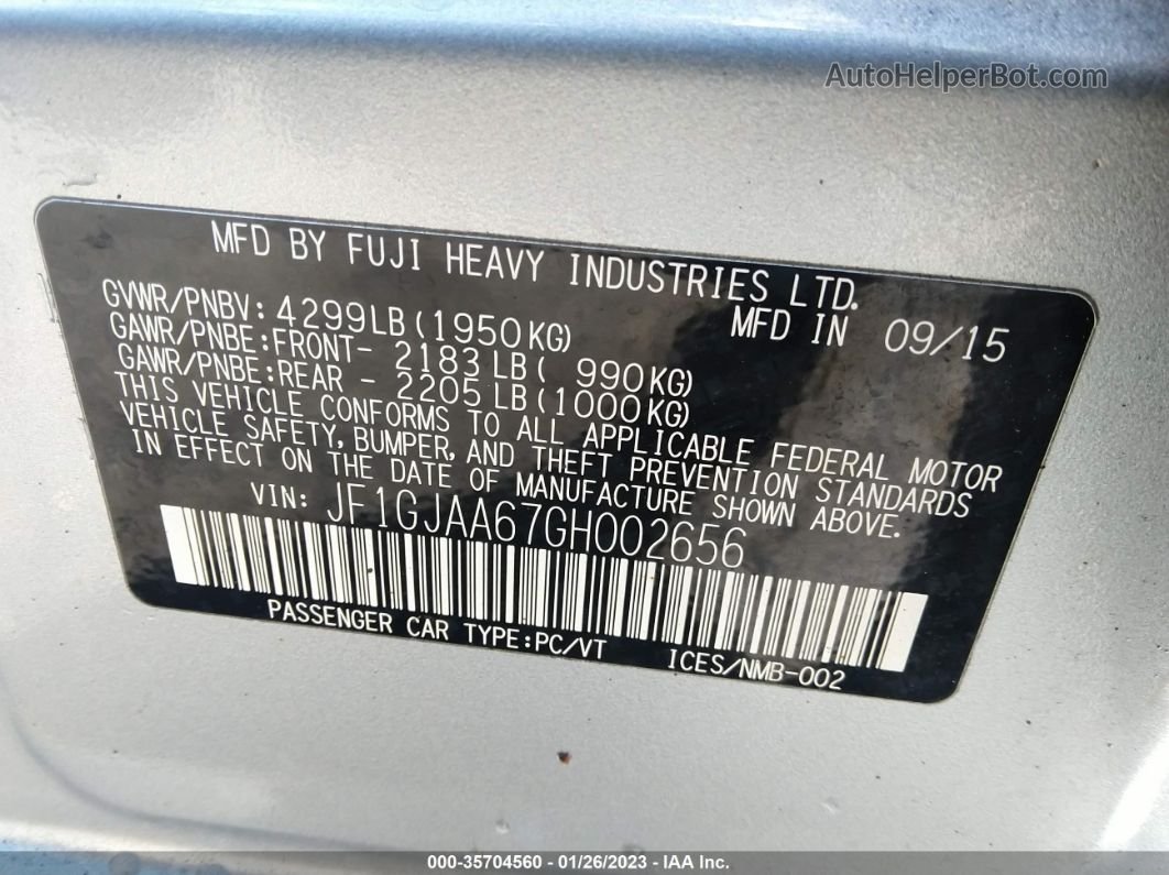 2016 Subaru Impreza Sedan   Silver vin: JF1GJAA67GH002656