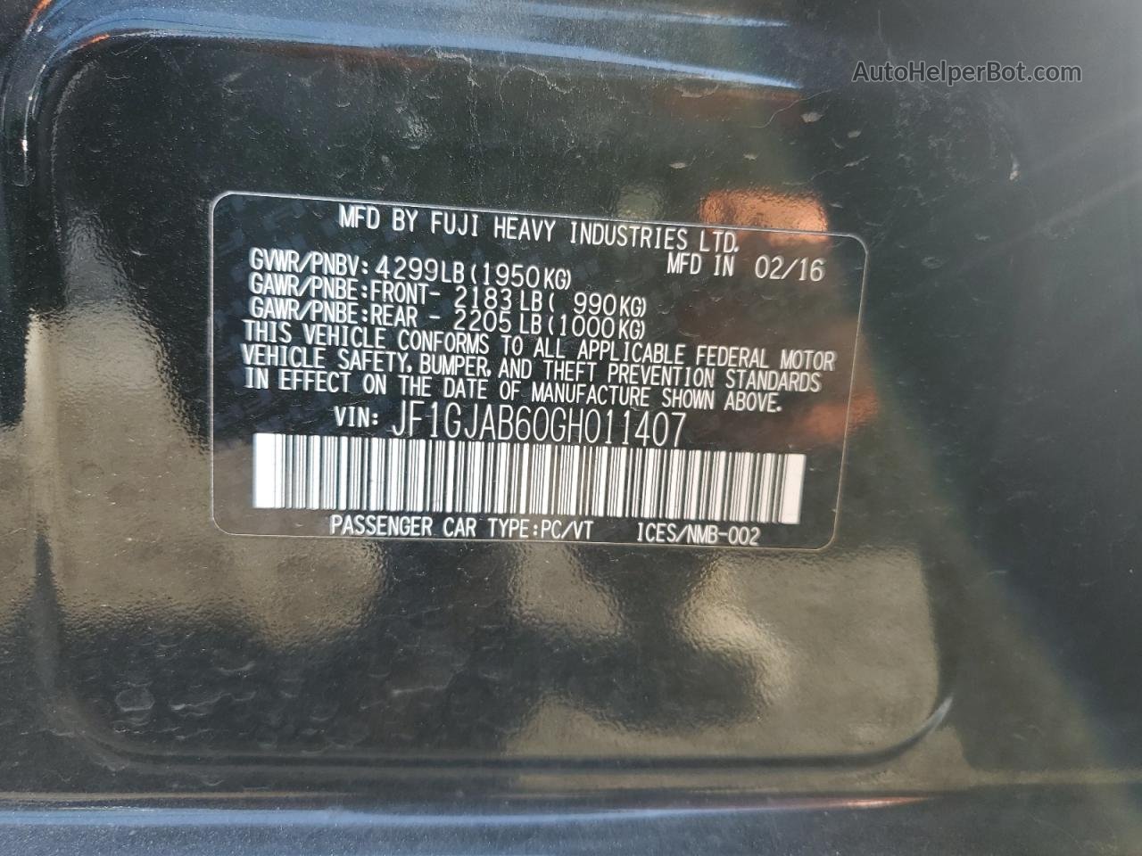 2016 Subaru Impreza Premium Черный vin: JF1GJAB60GH011407