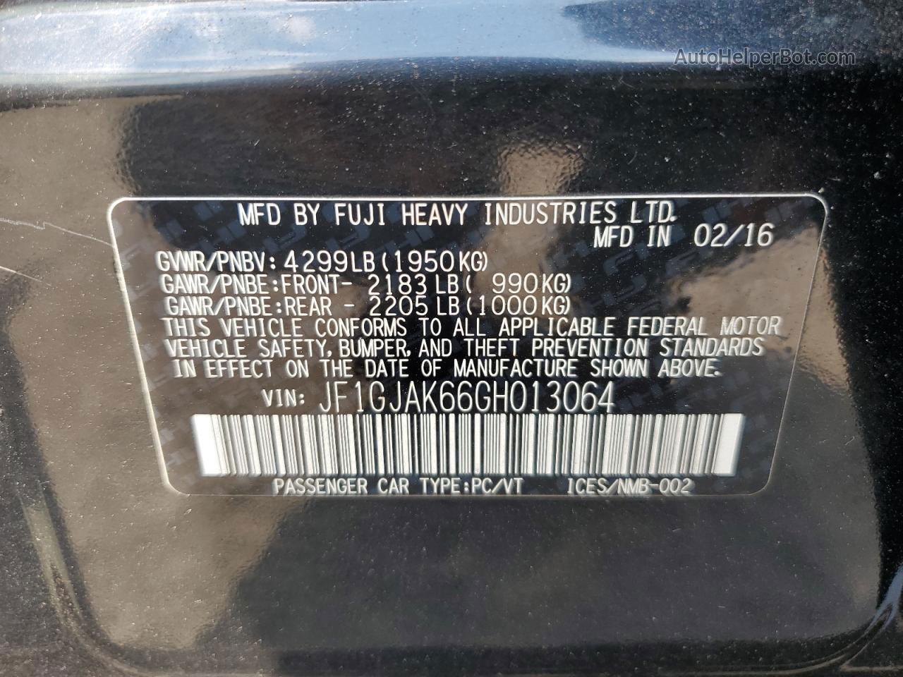 2016 Subaru Impreza Limited Black vin: JF1GJAK66GH013064
