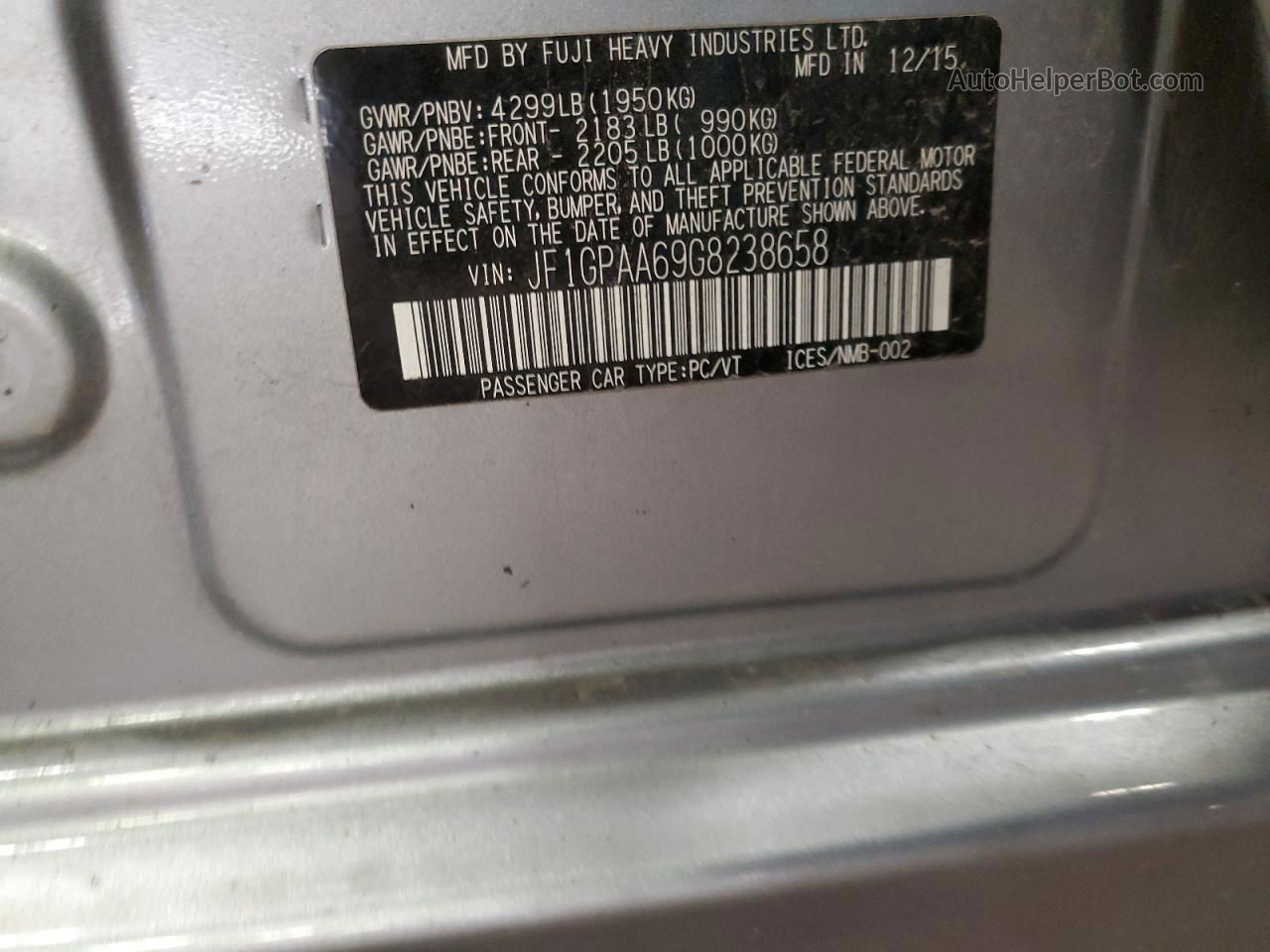 2016 Subaru Impreza  Silver vin: JF1GPAA69G8238658