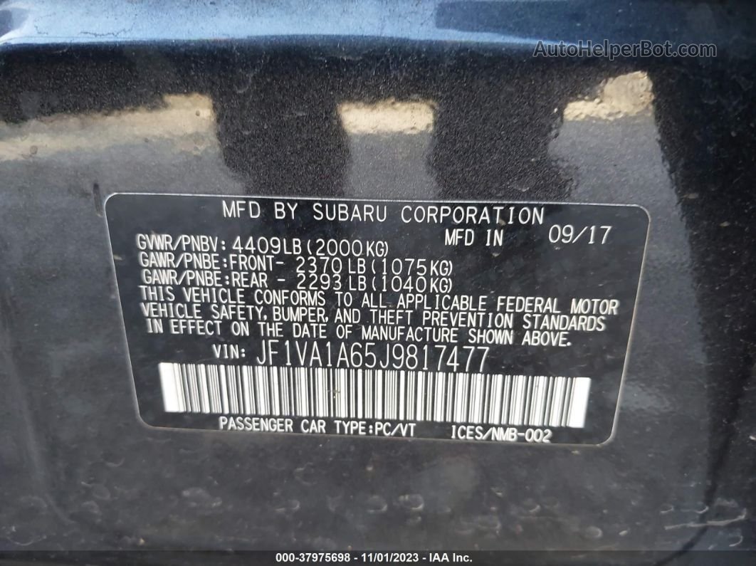 2018 Subaru Wrx   Black vin: JF1VA1A65J9817477
