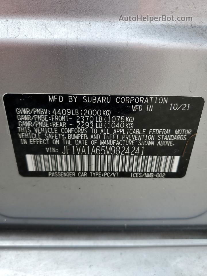 2021 Subaru Wrx  Silver vin: JF1VA1A65M9824241