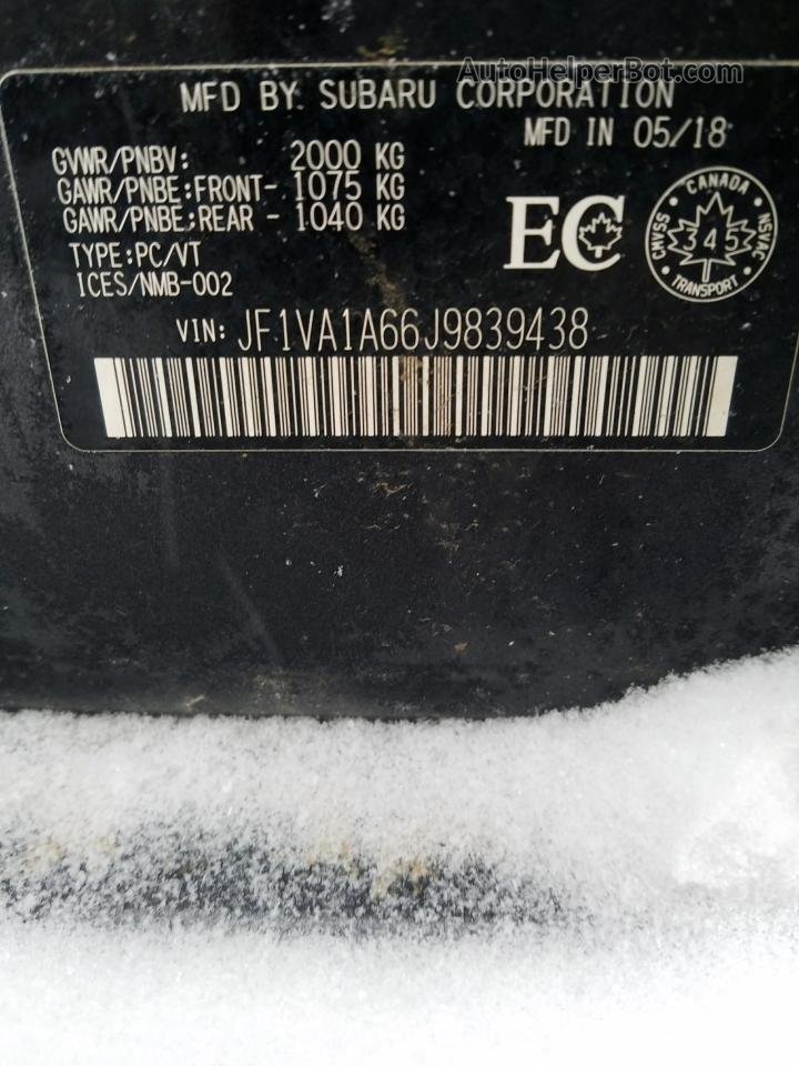2018 Subaru Wrx  Black vin: JF1VA1A66J9839438