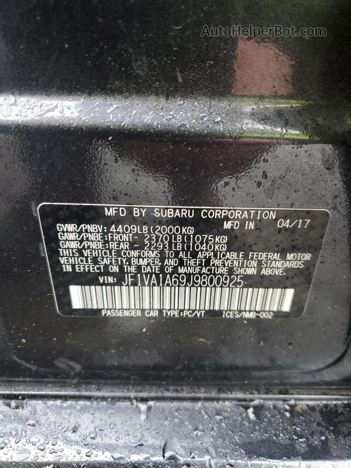 2018 Subaru Wrx  Угольный vin: JF1VA1A69J9800925
