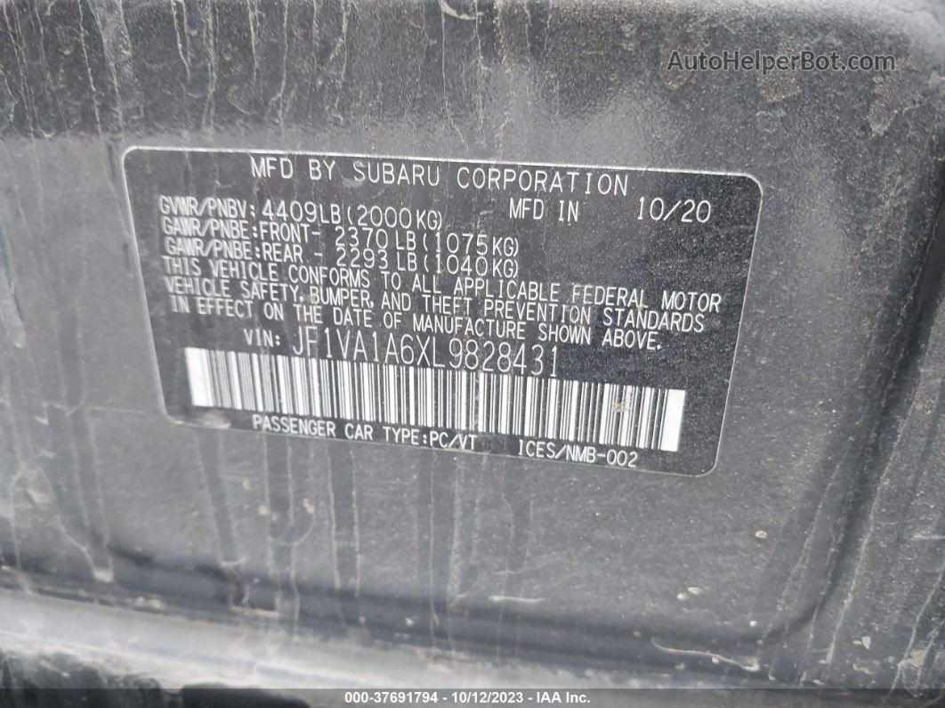 2020 Subaru Wrx Gray vin: JF1VA1A6XL9828431