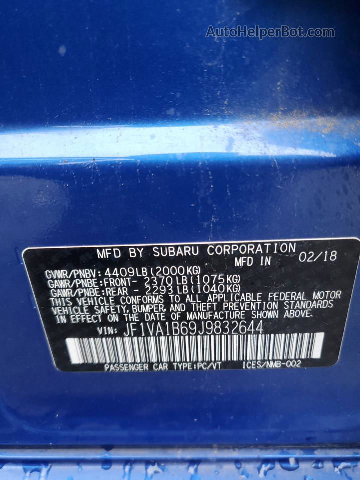2018 Subaru Wrx  Blue vin: JF1VA1B69J9832644