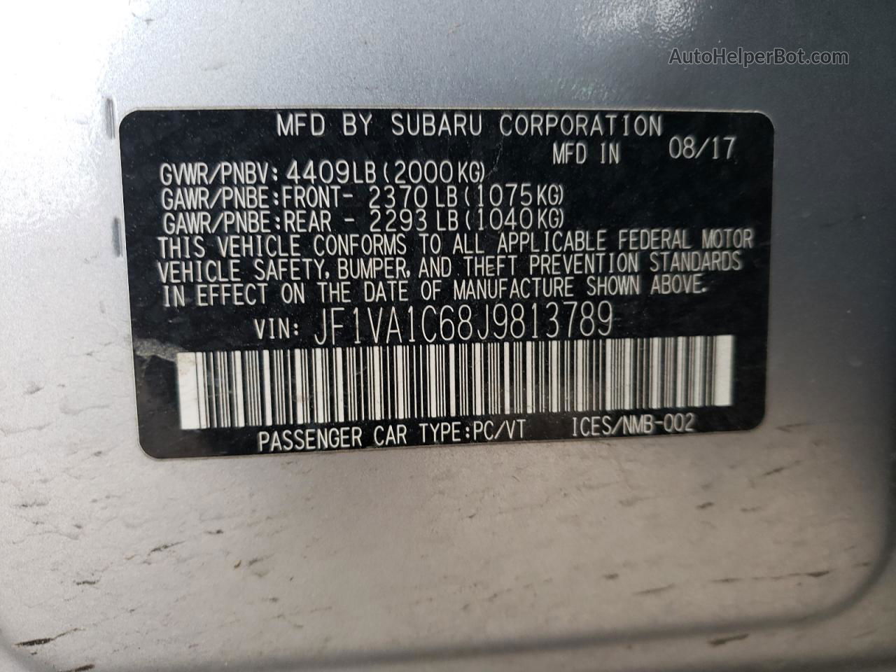 2018 Subaru Wrx Premium Серебряный vin: JF1VA1C68J9813789