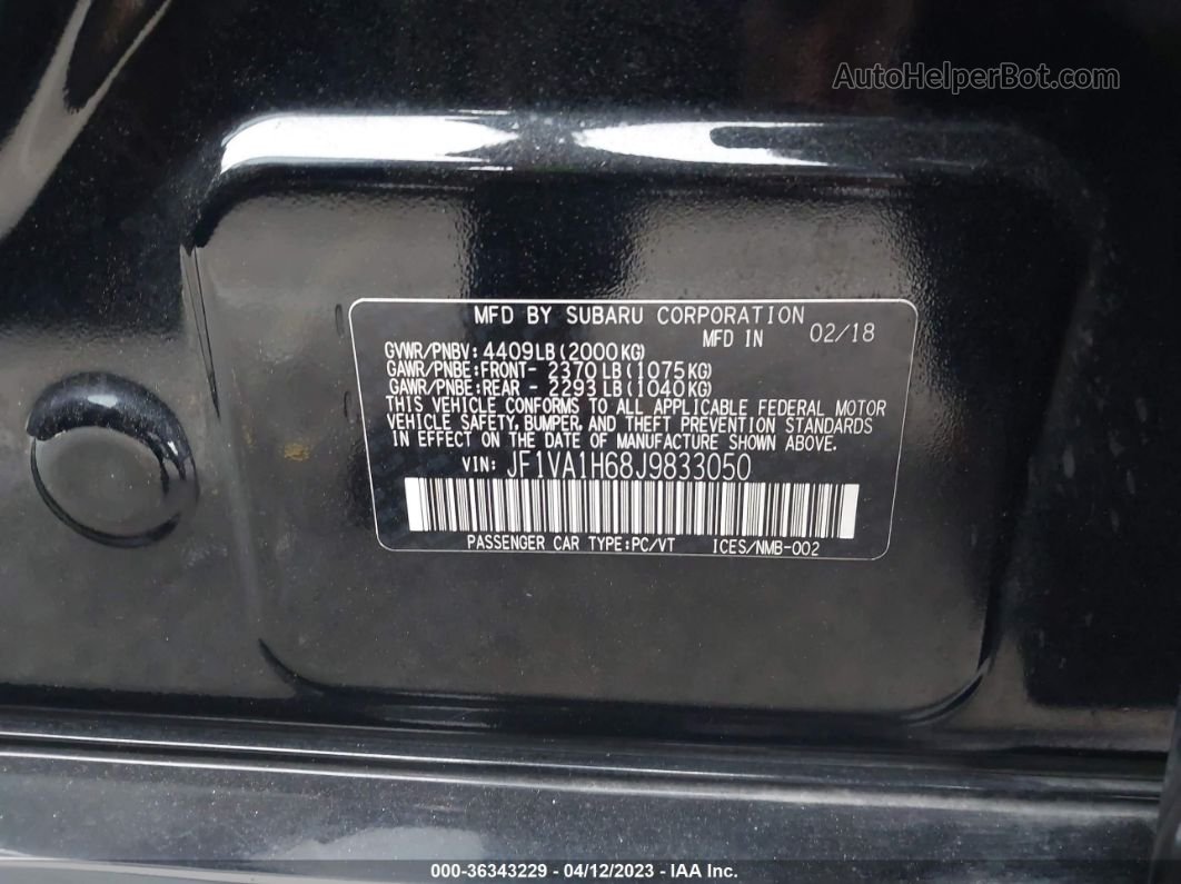 2018 Subaru Wrx Limited Black vin: JF1VA1H68J9833050