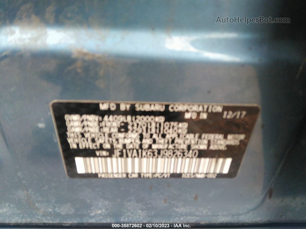 2018 Subaru Wrx Limited Синий vin: JF1VA1K63J9826340