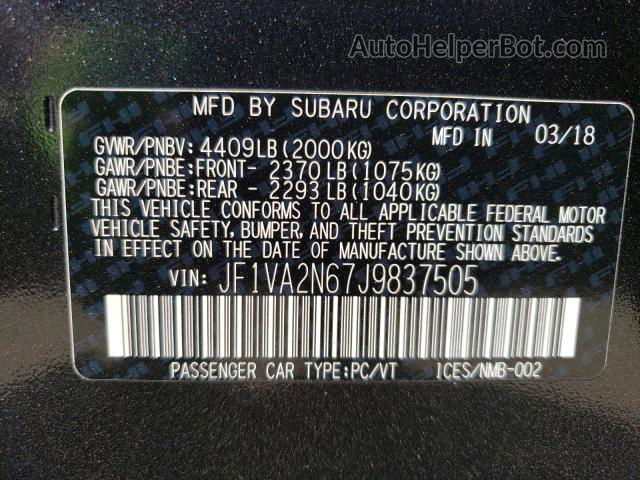 2018 Subaru Wrx Sti Черный vin: JF1VA2N67J9837505