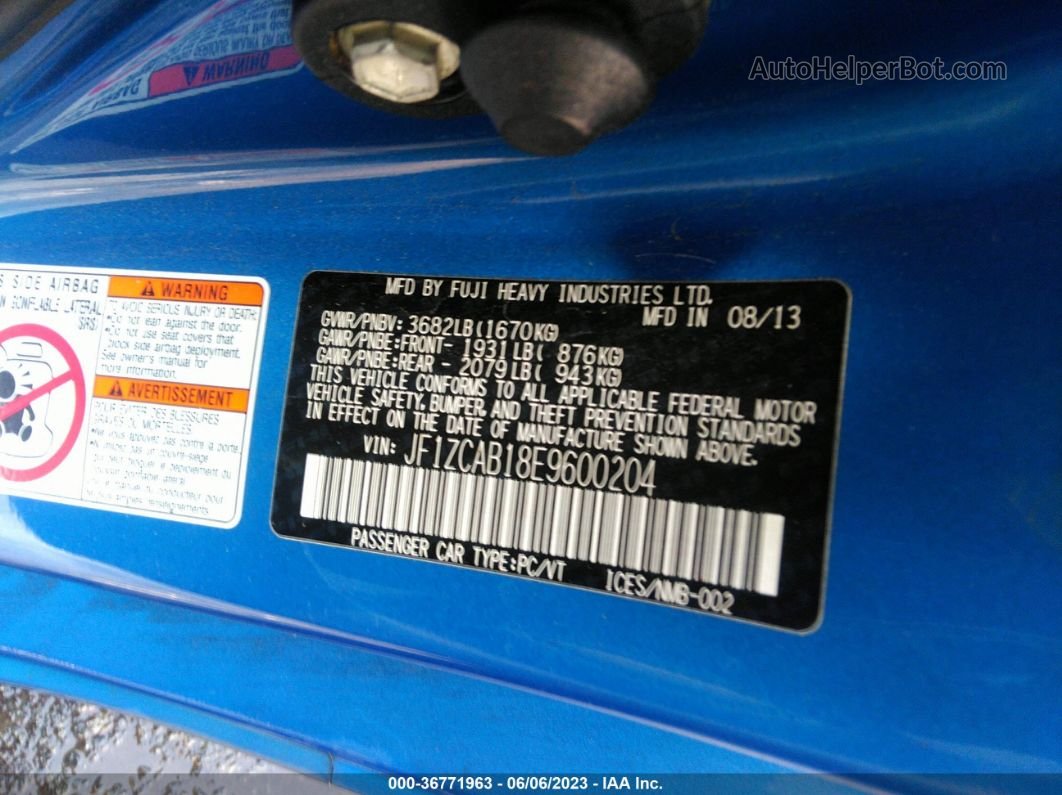 2014 Subaru Brz Premium Unknown vin: JF1ZCAB18E9600204