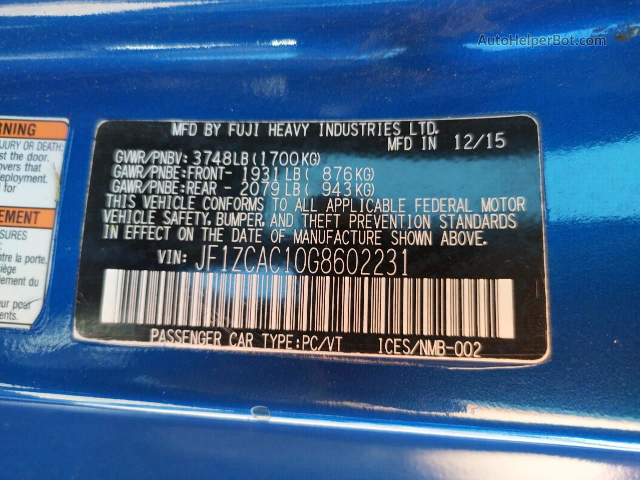 Price & History 2016 Subaru Brz 2.0 Limited 2.0l 4 vin