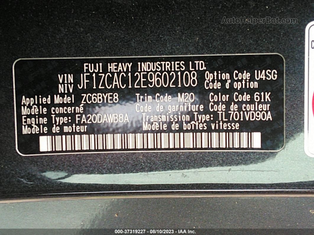 2014 Subaru Brz Limited Gray vin: JF1ZCAC12E9602108