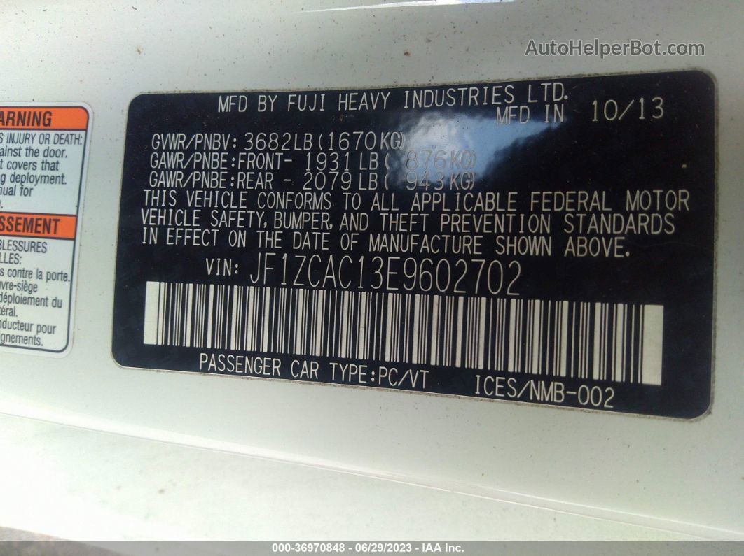 2014 Subaru Brz Limited Белый vin: JF1ZCAC13E9602702