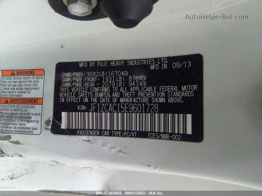 2014 Subaru Brz Limited White vin: JF1ZCAC15E9601728