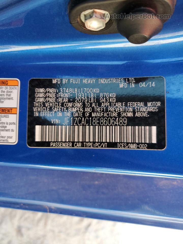 2014 Subaru Brz 2.0 Limited Blue vin: JF1ZCAC18E8606489