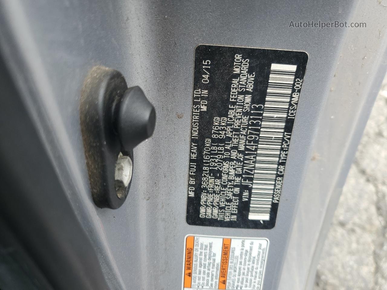 2015 Toyota Scion Fr-s  Серый vin: JF1ZNAA14F9713113