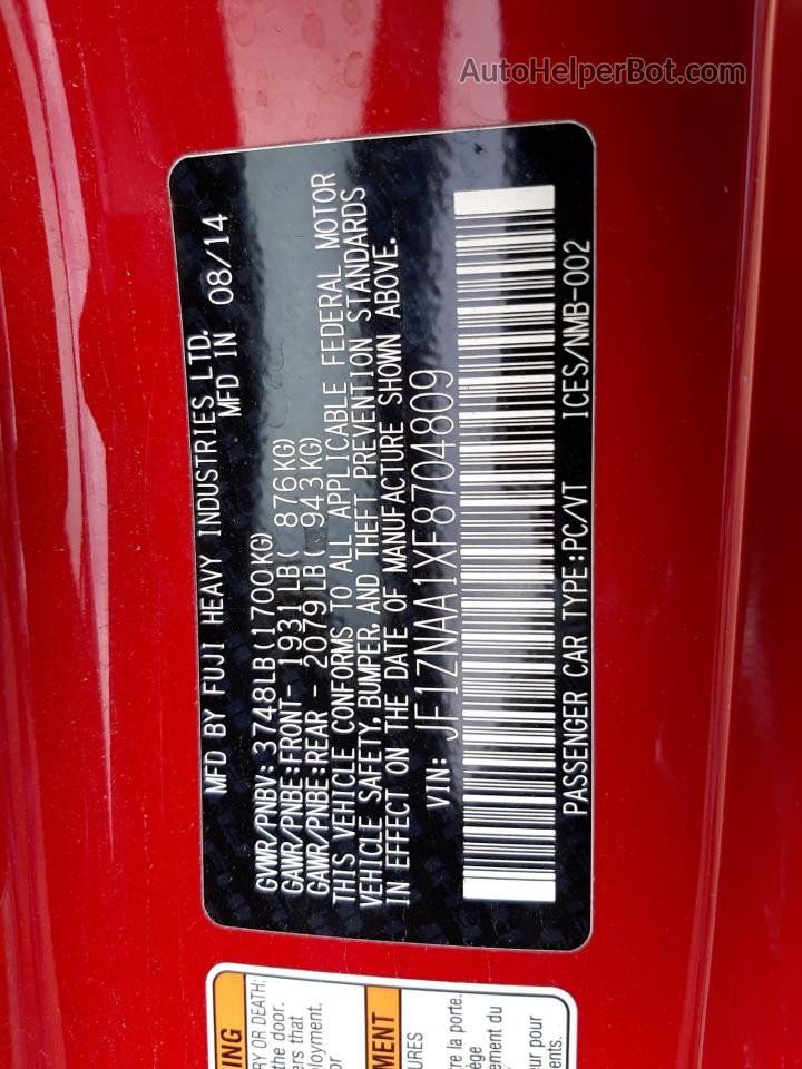 2015 Toyota Scion Fr-s  Красный vin: JF1ZNAA1XF8704809