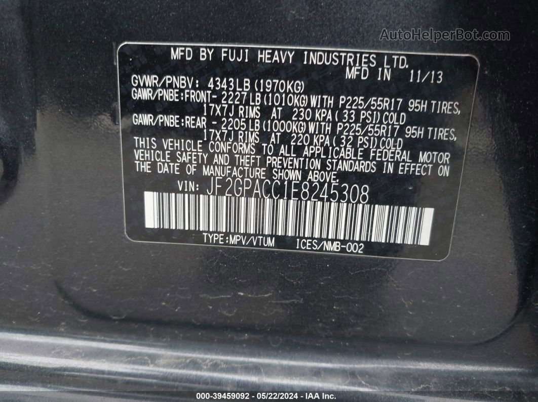 2014 Subaru Xv Crosstrek 2.0i Premium Black vin: JF2GPACC1E8245308