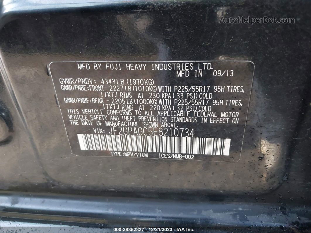 2014 Subaru Xv Crosstrek 2.0i Limited Black vin: JF2GPAGC5E8210734
