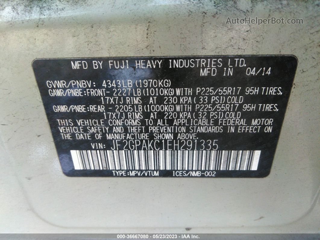 2014 Subaru Xv Crosstrek Limited Gray vin: JF2GPAKC1EH291335