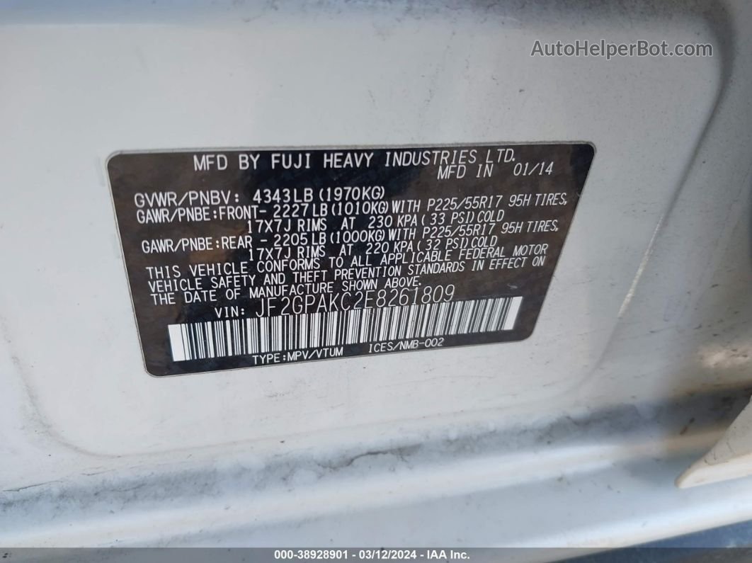 2014 Subaru Xv Crosstrek 2.0i Limited White vin: JF2GPAKC2E8261809
