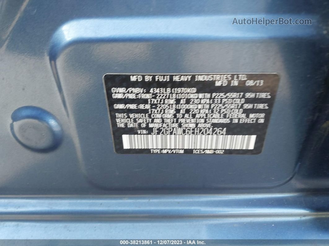 2014 Subaru Xv Crosstrek 2.0i Premium Синий vin: JF2GPAWC6EH204264